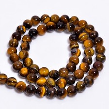 Natural Tiger Eye Gemstone Round Shape Smooth Beads 6X6 mm Strand 15" E-1828