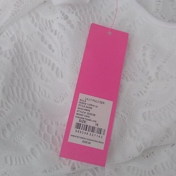 Lilly Pulitzer Nolea White Dress, Paradise Found Lace, 10
