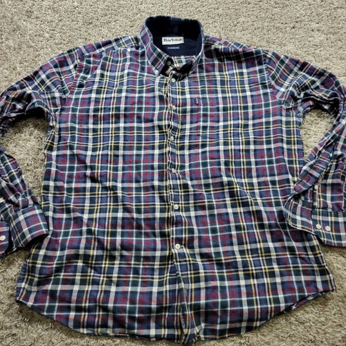 Barbour Flannel Shirt Men's Large Multicolor Plaid Long Sleeve Button Up - Picture 2 of 8