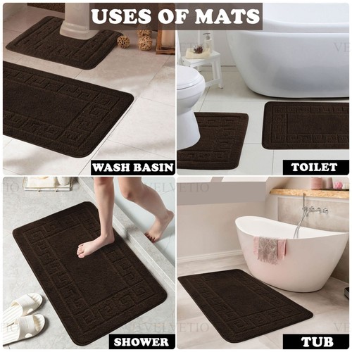 MEMORY LOOP BATH MAT SET PEDESTAL NON SLIP SUPER SOFT TOILET BATHROOM RUG 2PC - Picture 198 of 341