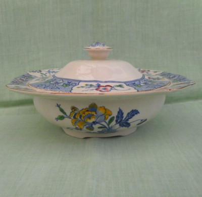 Vintage Alfred Meakin ''Meadow'' Steingut Deckel Gemüseschale - 23 cm breit