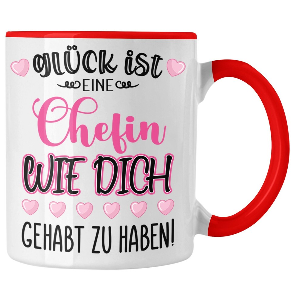Tasse Für Die Chefin Zum Abschied – Personalisiert Mit Spruch, Beidseitig Bedruckt (Rosa)