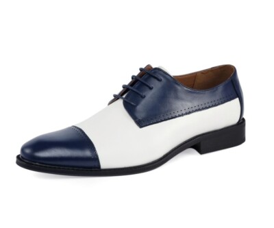 AMALI MENS TWO TONE BLACK & WHITE OXFORD DRESS SHOE. \