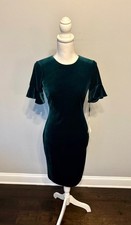 Calvin Klein Velvet Flutter Sleeve Sheath Dress Emerald Green Size 2 NWT