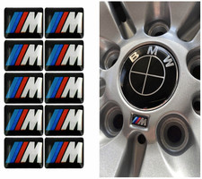 Set 10 Wheel For Bmw M Badge Sticker Emblem Decal Free Shipping 17mm X 9mm