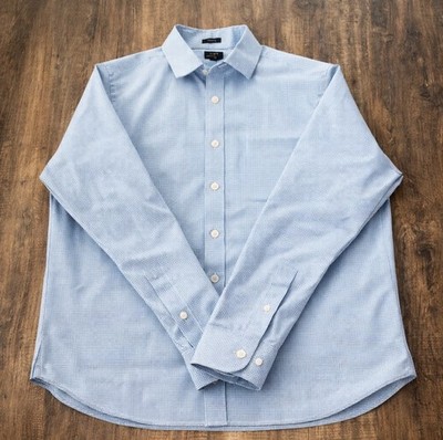 J.CREW Men's Large Button-Up Shirt Light Teal Blue Long Sleeve 16-16.5