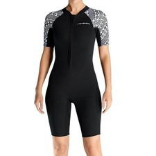 Women's Shorty Wetsuit Front Zip 3MM Neoprene for Water Wetsuits Black Medium