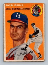 1954 Topps #210 Bob Buhl Rookie LOW GRADE Vintage Baseball Card. rookie card picture