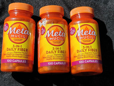 3 Metamucil 3-in-1 Daily Fiber 100 Capsules Psyllium Fiber Digestive Health 2028