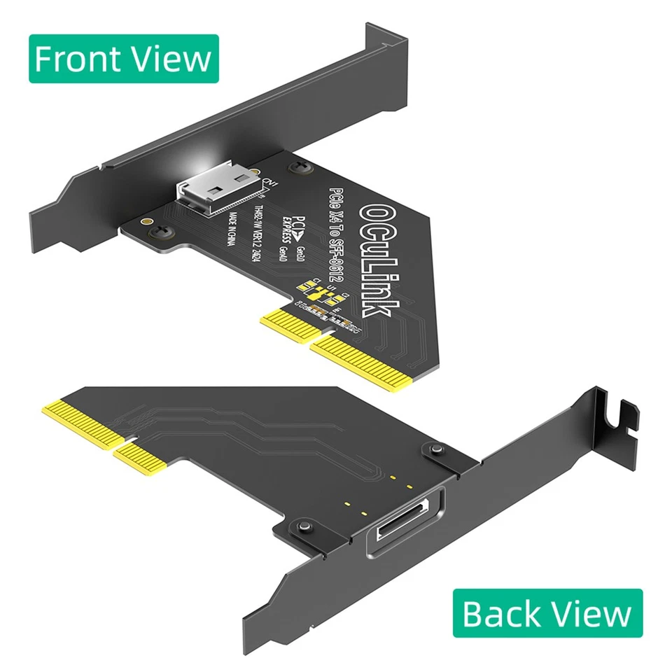 PCI-E 4X 4.0 to Oculink SFF-8611/8612 Adapter with Long Profile Bracket - Image 3 of 4