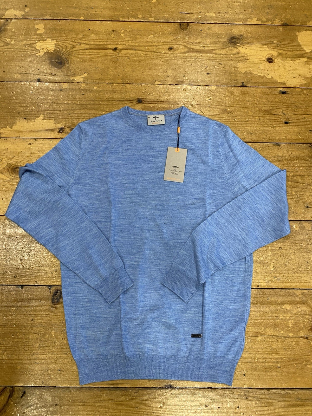 FYNCH HATTON® MERINO FINE GAUGE JUMPER/SKY - 2XL DHL NEXT DAY SRP £84.99