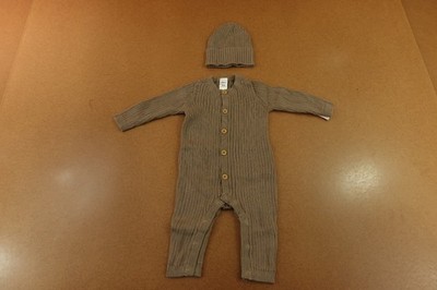 Carters Baby Size 6 Months Brown Cotton 2-Piece Sweater Jumpsuit & Cap Set NWT