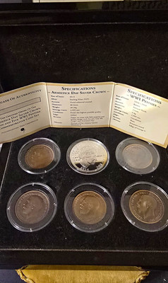2014 Waffenstillstandstag Silber Krone & 5 Bronze Pennies Gedenkmünzensatz