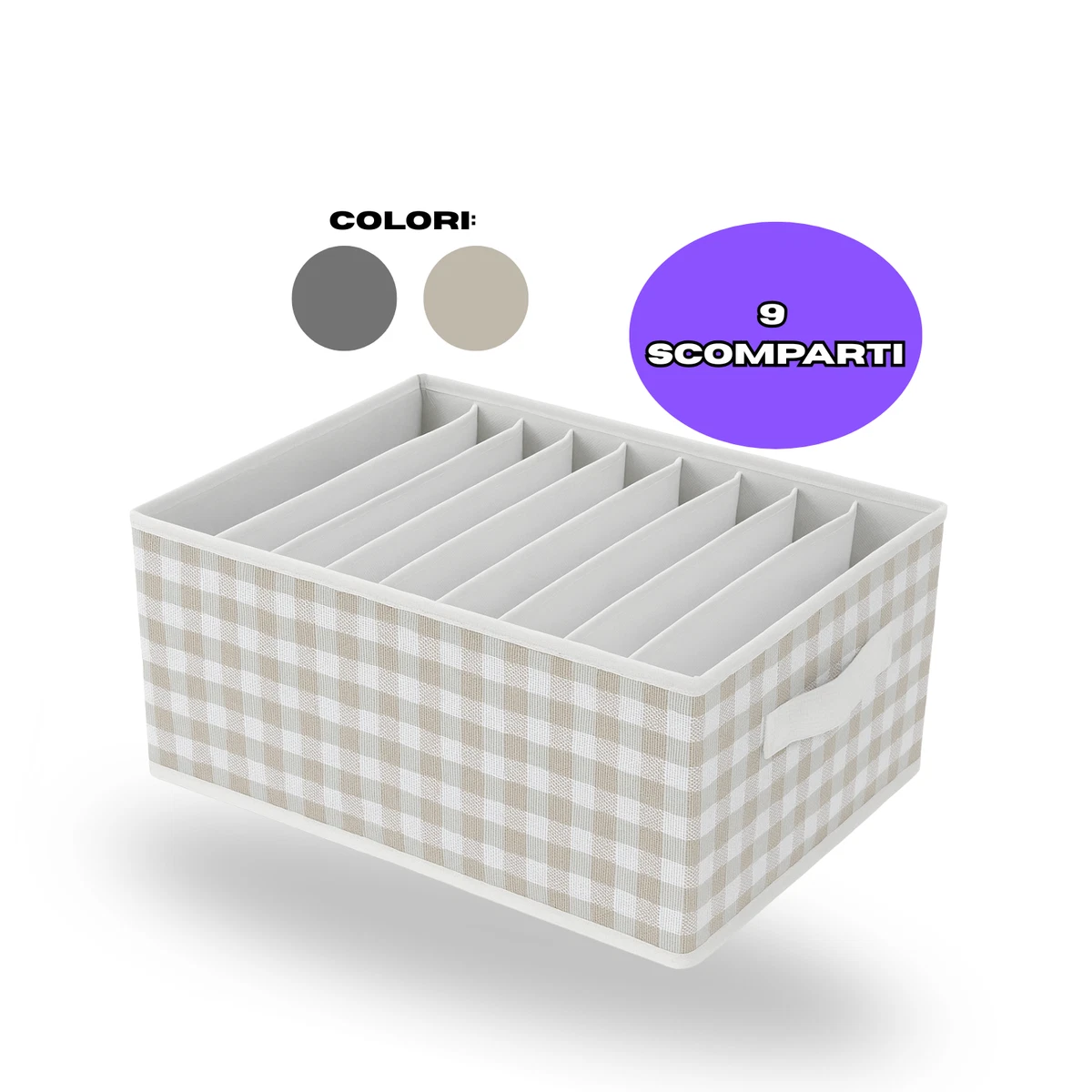 Organizzatore Per Cassetti 3 Pezzi - 24 Celle Per Calze E Biancheria Intima, Divisori Pieghevoli In Tessuto - 3