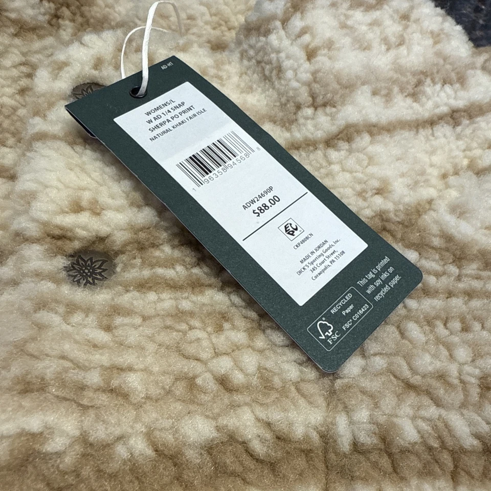 Alpine Design Jacket Womens Size L Natural Khaki PO Print Sherpa Fair Isle - Image 3 of 4