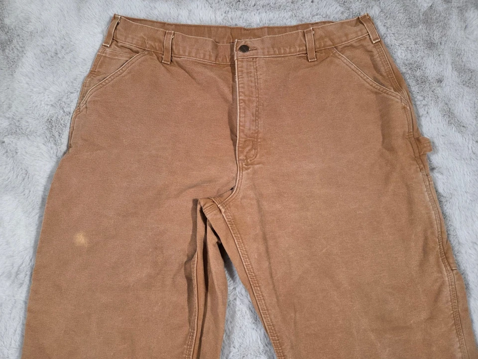 Pantalones CARHARTT Para Hombre 40x30 Marrón Carpintero AISLADOS Franela Forrados Utilidad Trabajo Foto 3 de 4