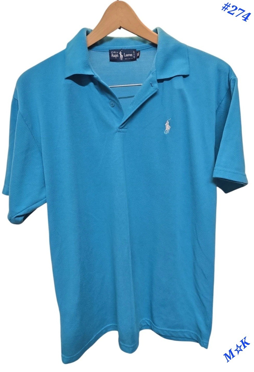 Polo Ralph Lauren vestibilità classica uomo taglia XL camicia manica corta blu acqua pony prep