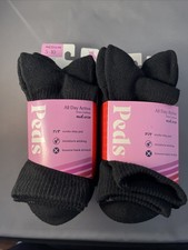 2 6-Packs Peds Women's All Day Active Lightweight Ankle Socks Black Size M 5-10