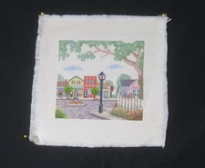 Handmade Cross Stitch Unframed Small Town Street