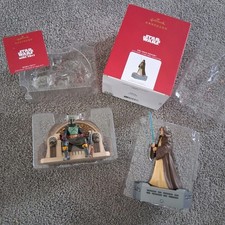 2021-22 Hallmark Keepsake Star Wars Ornaments Boba Fett & Obi-Wan Kenobi Lot NIB