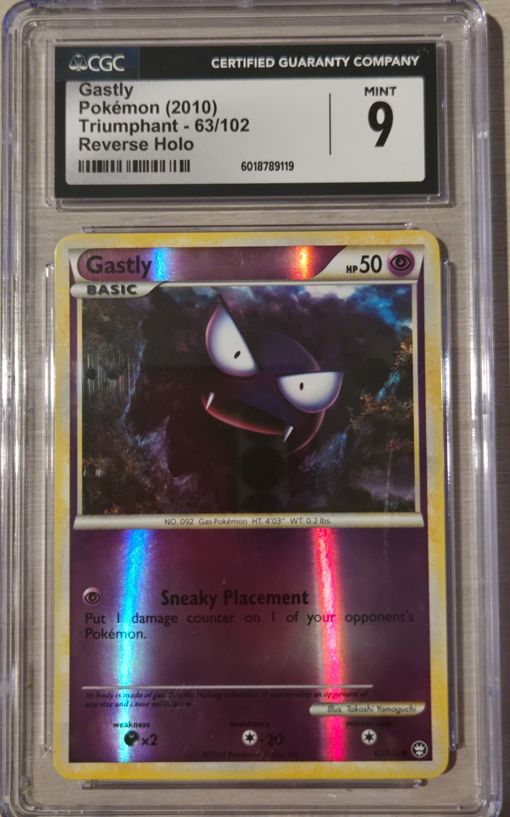 CGC 9 Gastly Reverse Holo 63/102 Triumphant Pokemon Card 2010