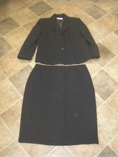 Vintage Women's 2 pc.Skirt Suit Black 16 Le Suit (T103)