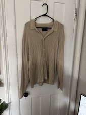 Abercrombie  Fitch Beige Button Up Sweater Polo Size Large 100 Pima Cotton