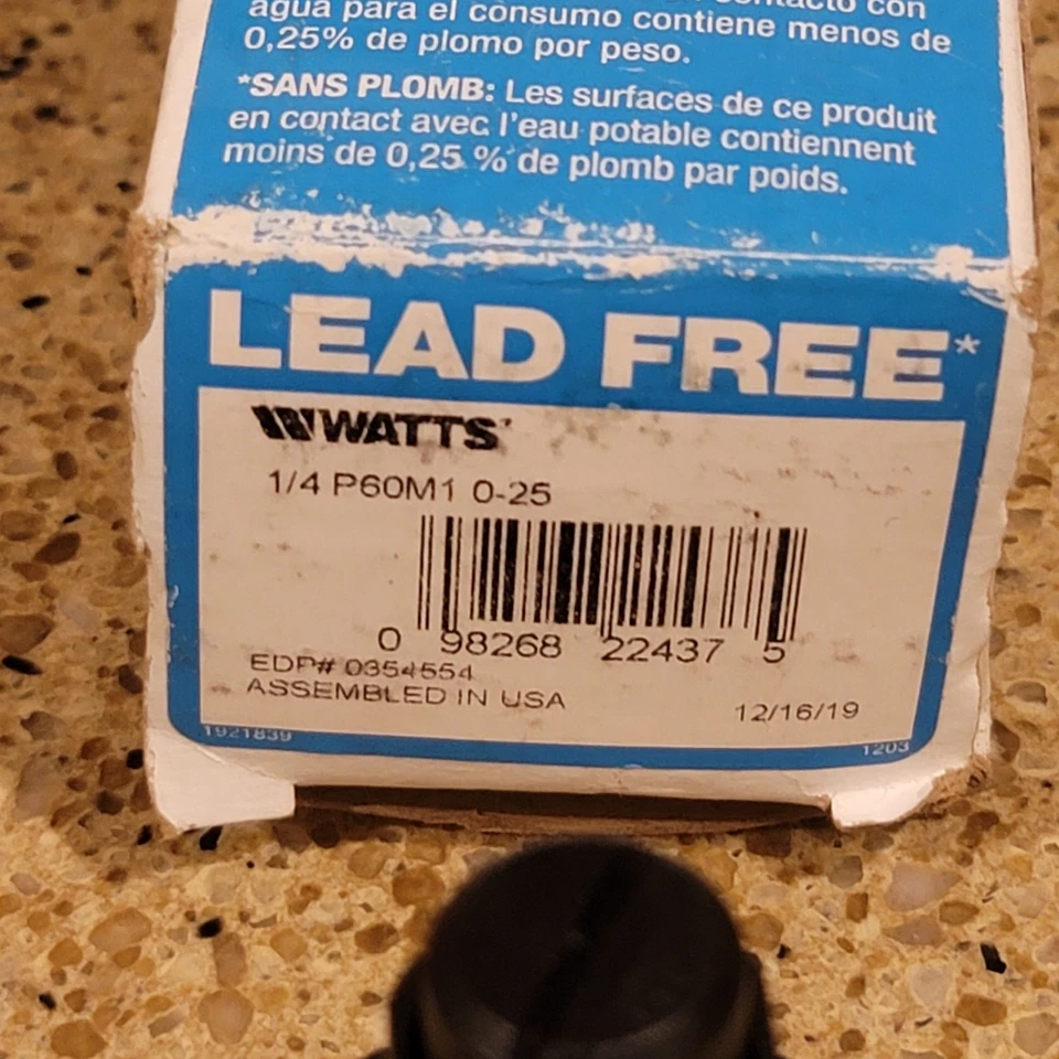 WATTS P60M1 0-25 Mini Plastic Water Pressure Regulator 1/4" NTP 0-25 PSI 4-Way - Image 4 of 4