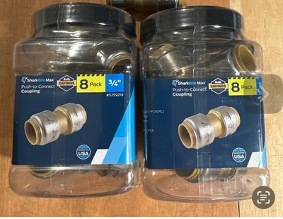2 jars w 8 Sharkbite 3/4'' coupling (16 total) new (326)