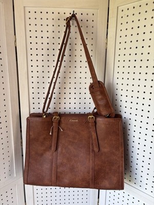 Lovevook Faux Leather Laptop Bag Briefcase Organizer Tote Computer Office Work