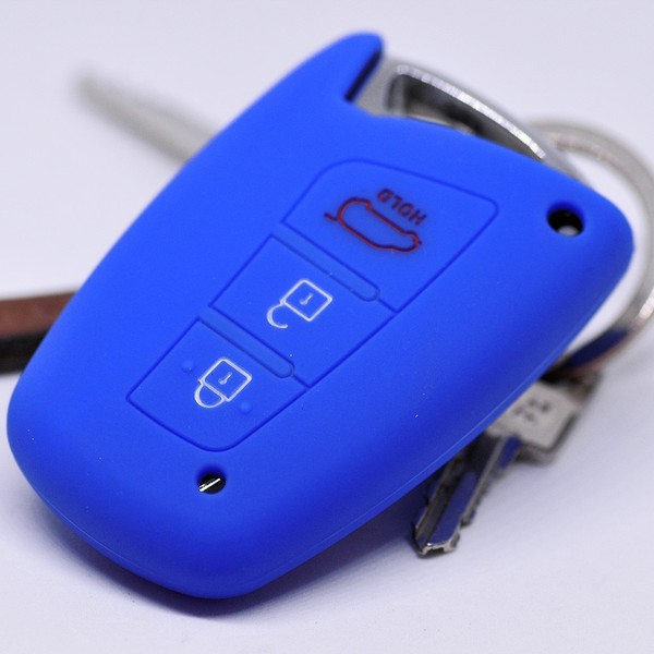 Auto SchlüSsel Silikon Schutz HüLle Dunkelblau FüR Hyundai KIA Smartkey Ab 2010-image