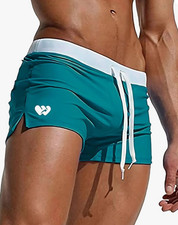 Mens Sexy Swim Trunks With Pocket Fast Dry Resorts Wear Soft Beach Wear Swimming