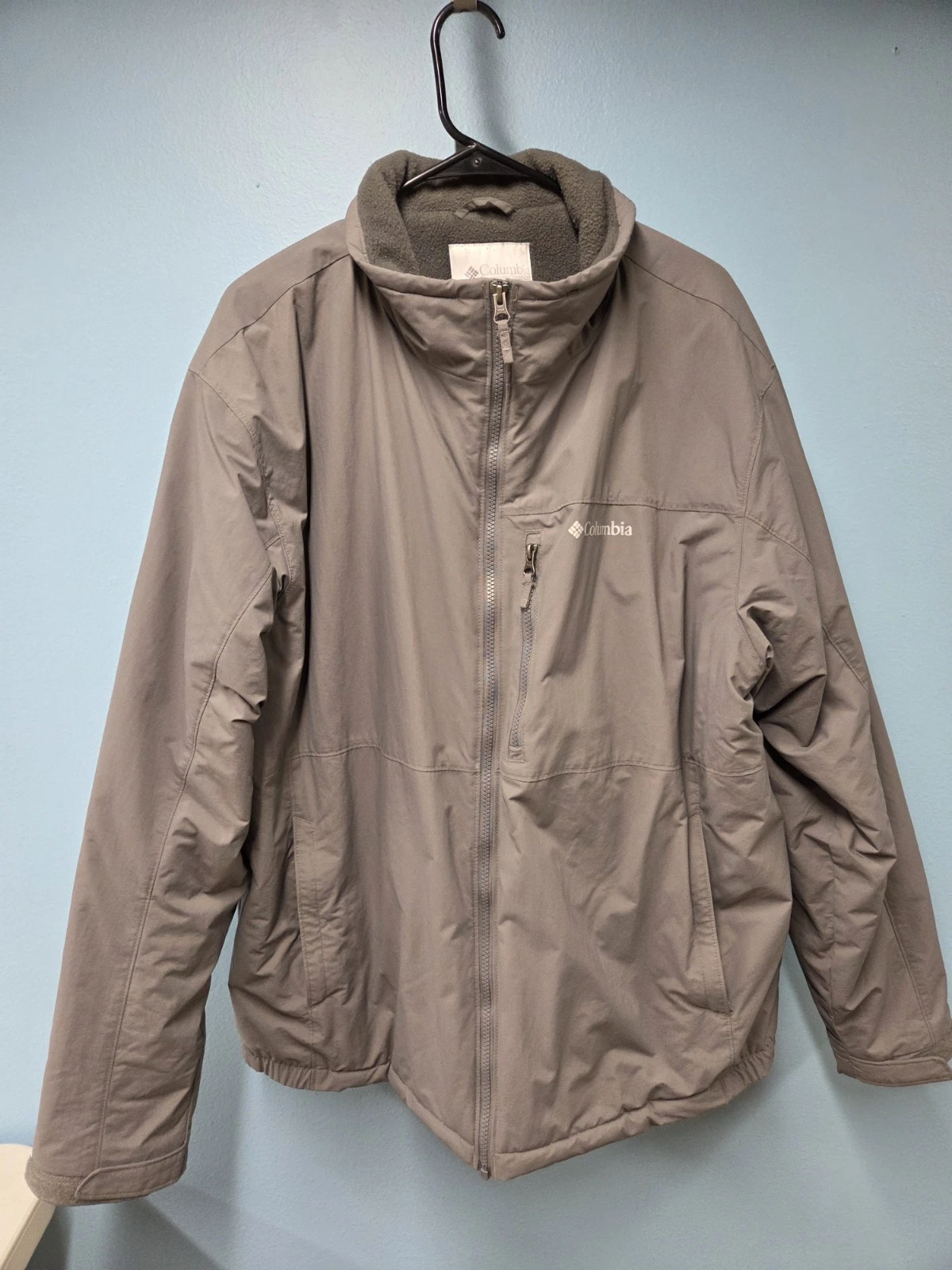 Columbia Winter Coat XXL Men Gray Fleece Lined Full Zip Warm Jacket