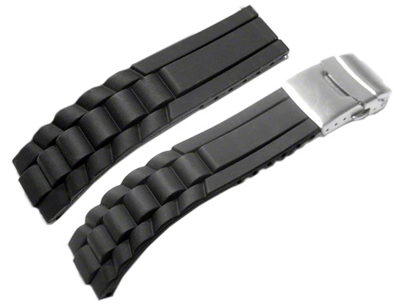 Bracelet montre - silicone - Modèle Vague - noir 16,18,20,22,24 mm NEUF - Photo 1/1