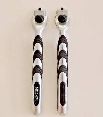 2  Vintage Gillette Mach3 Cartridge Razor Handles H5124U & H0251K used sanitized