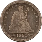 1853 SEATED LIBERTY QUARTER ARROWS & RAYS - VG+ DETAILS, WITH DAMAGE!
