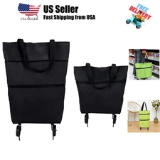 Folding Shopping Bag With Wheels, Waterproof Grocery Carts, Reusable Portable...