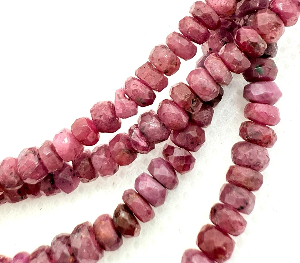 Sterling Silver Necklace Pink Rubies 2 Strands Beads 18” Magnetic Clasp - Image 4 of 4