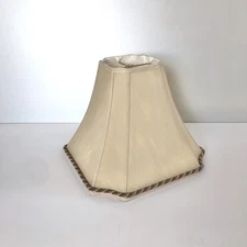 Vtg Fabric Square Ivory Lamp Shade European Attachment  13.25” Mid Century
