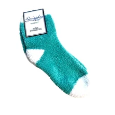 Snugadoo Too Super Soft Fuzzy Cozy Socks Aqua Blue White Women’s One Size NWT