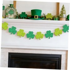 St. Patrick's Day Shamrock Wooden Banner Glitter St Patricks Day Decorations