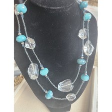 Vintage Artisan Chunky Glass Bead Quartz Crys...