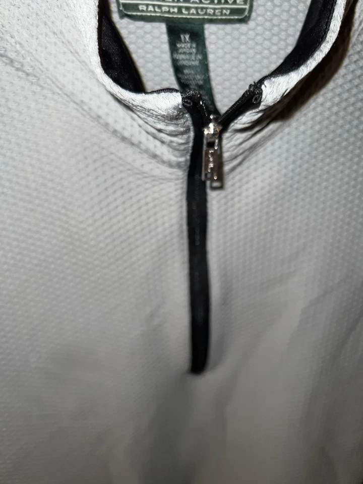 Top LRL Active Ralph Lauren para mujer 1X gris tejido gofre 1/4 cremallera cuello falso  Foto 4 de 4