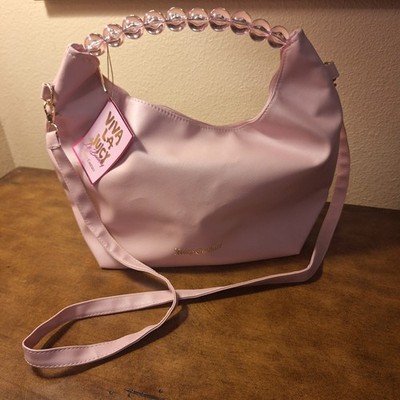 Juicy Couture Viva La Juicy Pink Purse with Transparent Pink Beaded Handle.