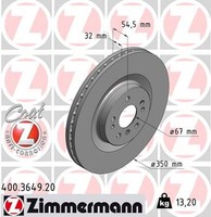 2X Zimmermann Bremsscheibe Coat Z 400.3649.20 FüR Mercedes W164 X164 Klasse W251
