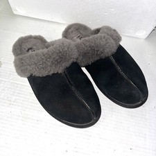 UGG SCUFFETTE II BLACK SUEDE SHEEPSKIN CUFF SLIPPERS SIZE US 7 WOMEN