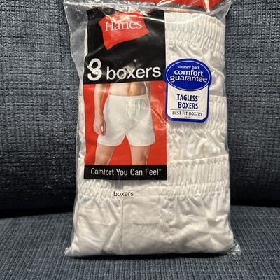 NOS Hanes Medium 34 36 White Best Fit Boxers Comfort Flex Waist