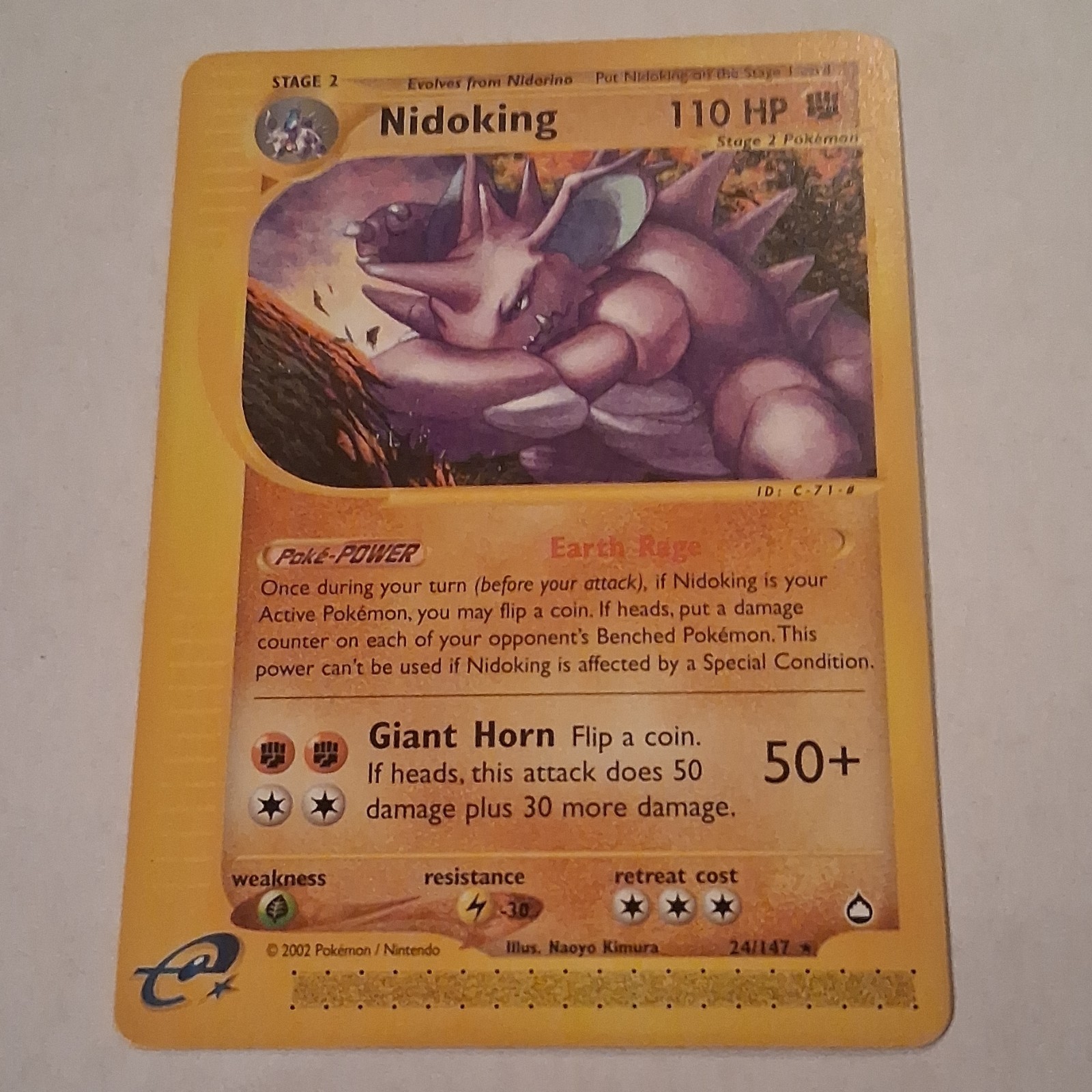 Pokémon Nidoking Aquapolis 24/147 Rare Regular 110HP English TCG Card 2002