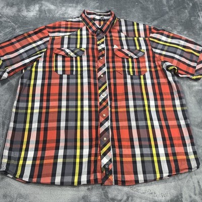Roca Wear Shirt Mens 3XL Pearl Snap Plaid Embroidered Logo Hip Hop Street Wear