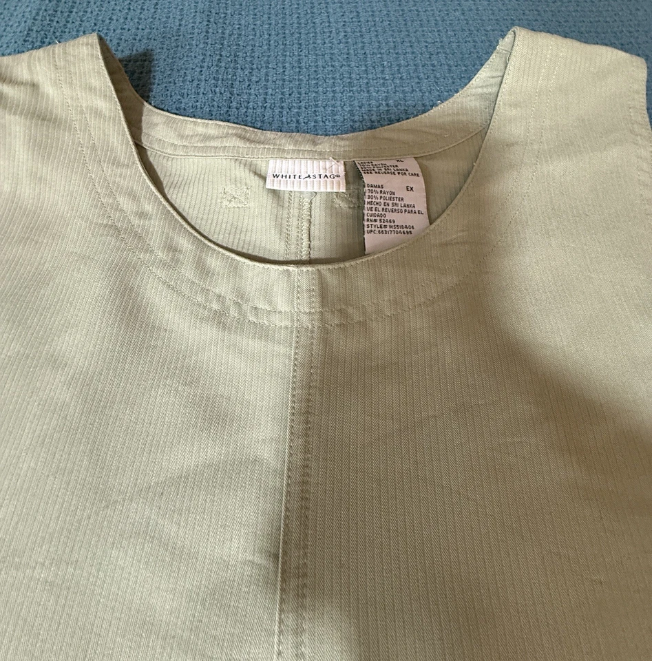 White Stage Button-Up Dress Plus Size Women’s XL Sage Color - Image 4 of 4